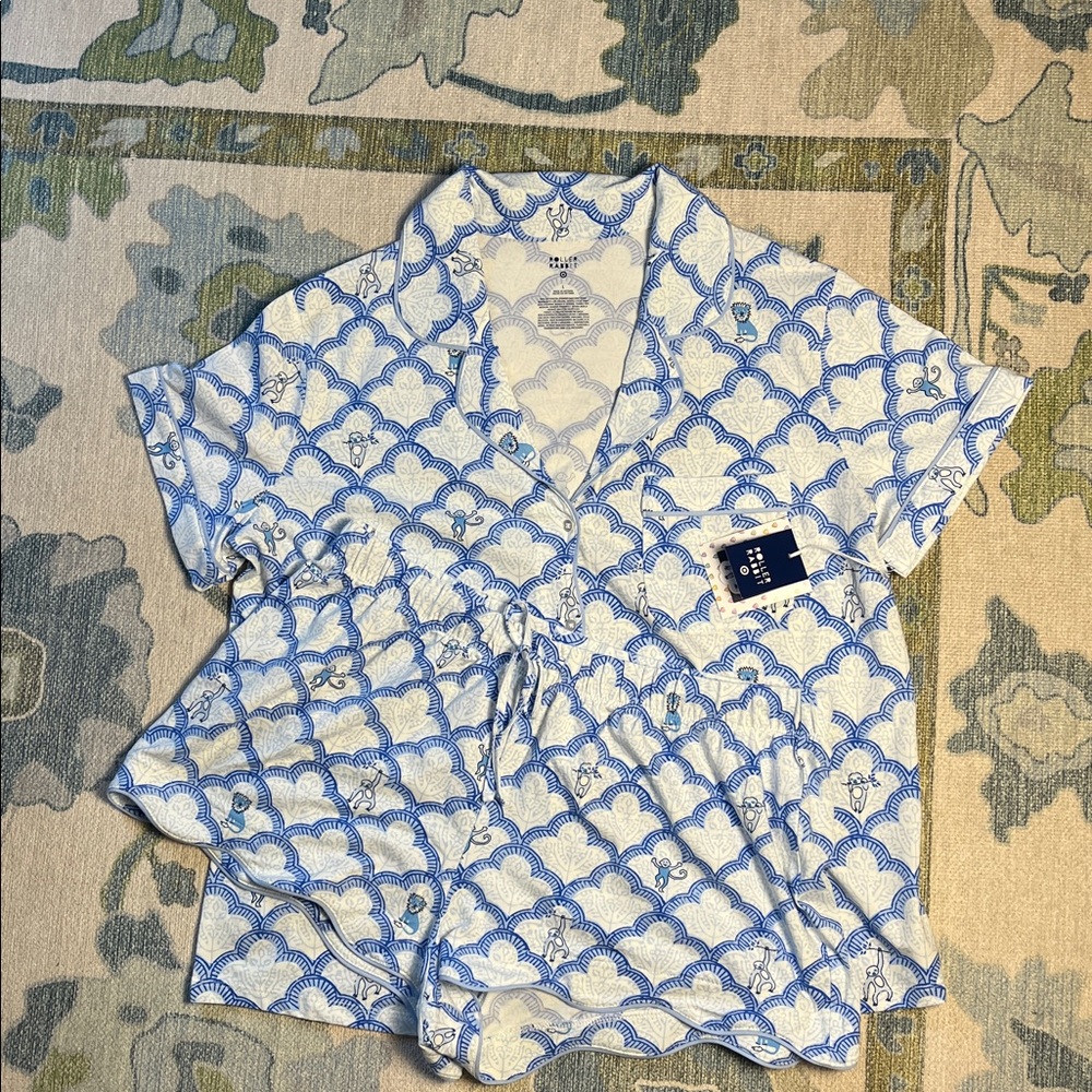 Roller Rabbit x Target Blue and White Scallop Pattern pajamas